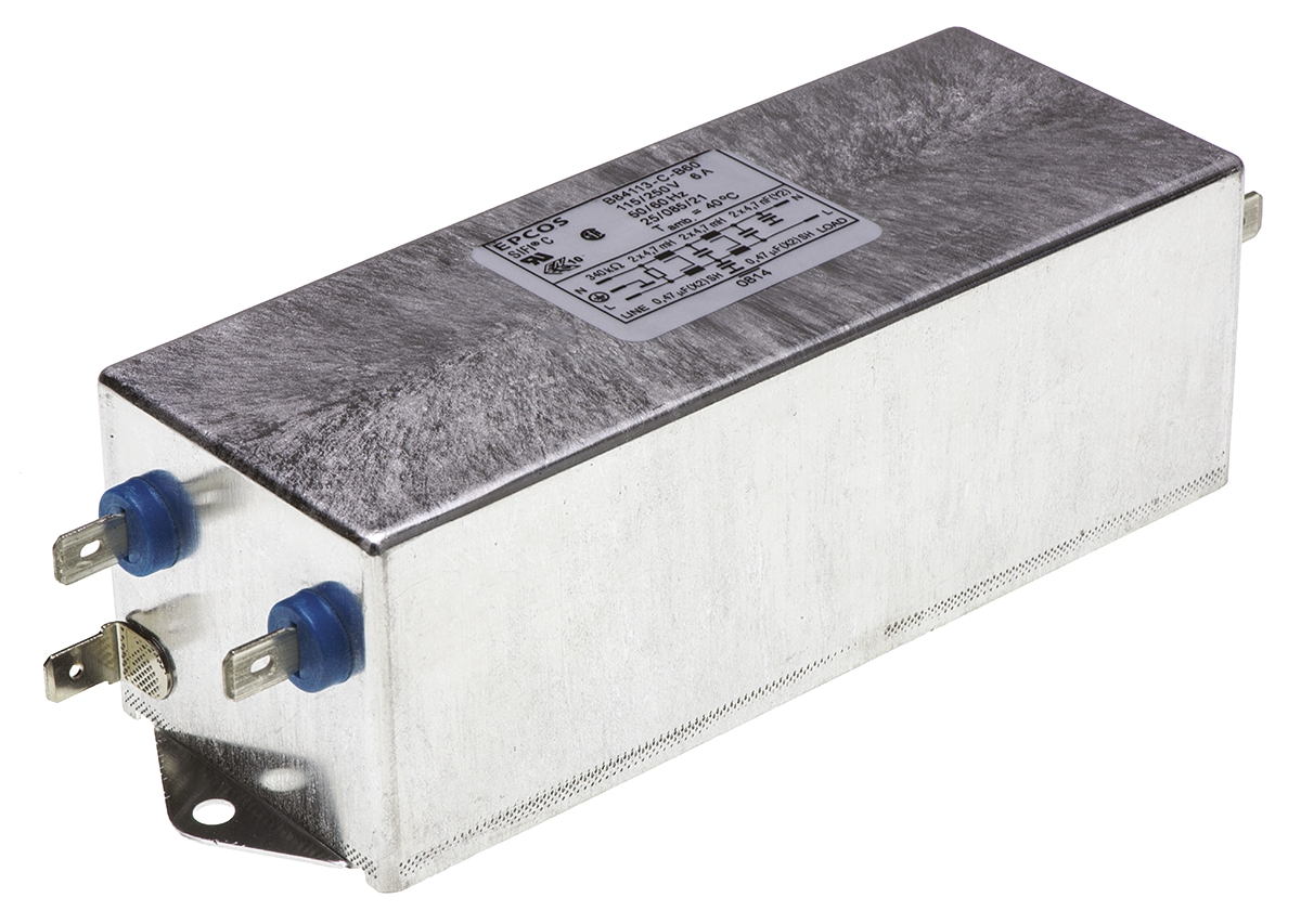EPCOS, B84113C 6A 250 V ac 50 → 60Hz, Chassis Mount EMC Filter, Tab, Single Phase