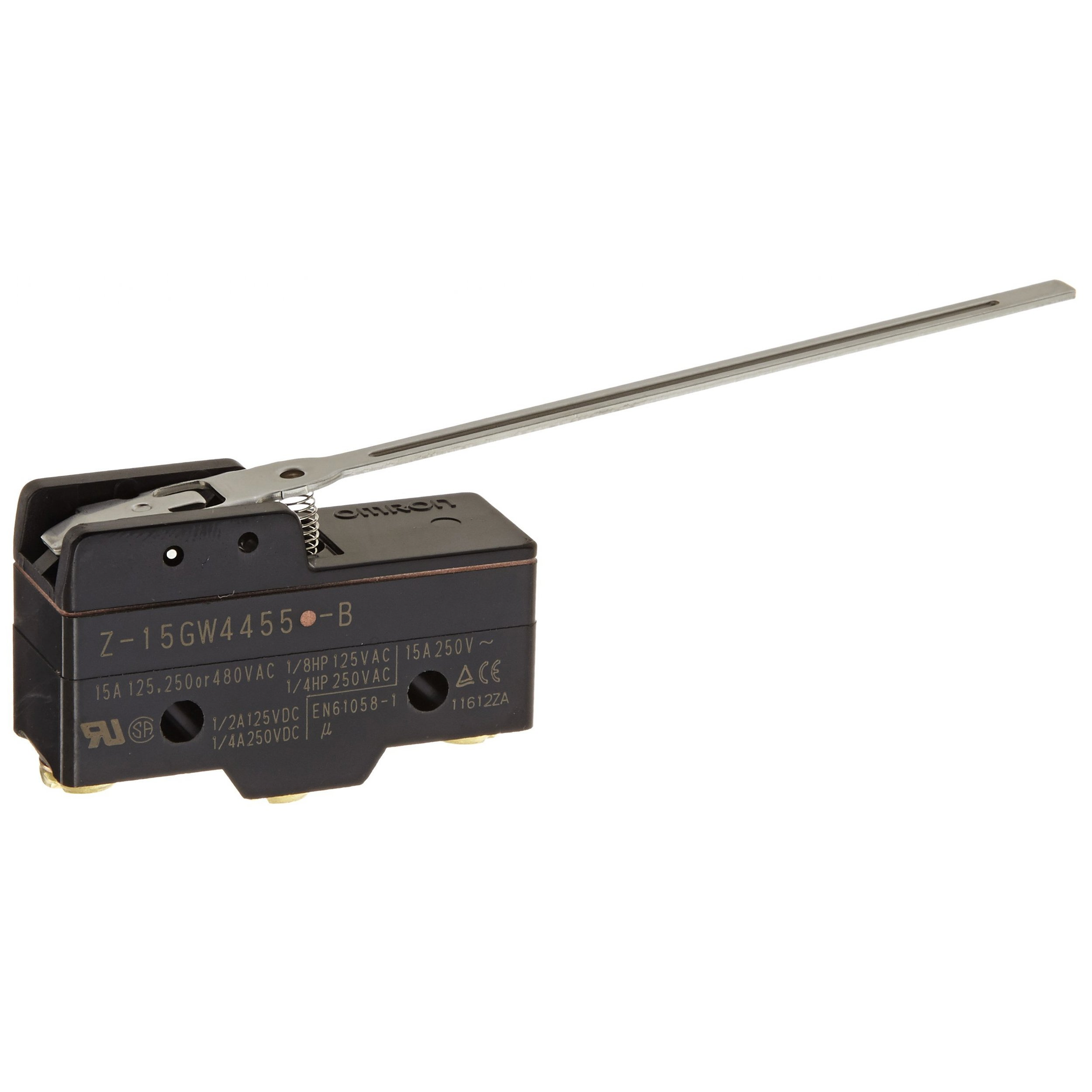 Omron Z Series Long Hinge Lever Limit Switch, IP62, SPDT, 500V ac Max, 15A Max