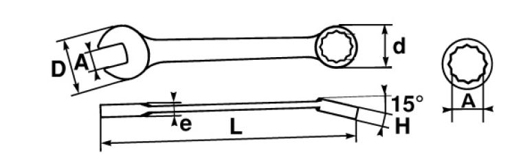 SAM Combination Spanner, 21mm, 53/64in, Metric, Height Safe, Double Ended, 230 mm Overall