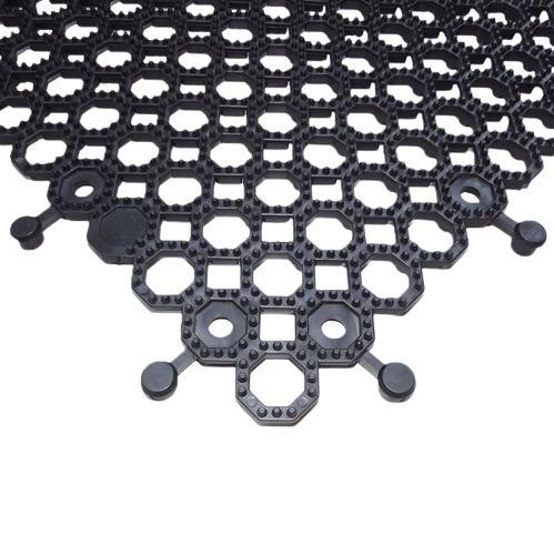 RS PRO Black Anti-slip Tile PVC Tile, Holes Finish 500mm x 500mm x 16mm