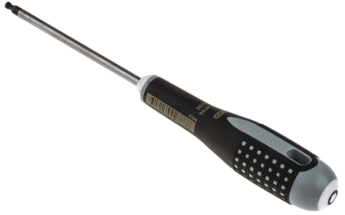 Bahco Ball End Hexagon  Screwdriver, 4 mm Tip, 100 mm Blade, 222 mm Overall
