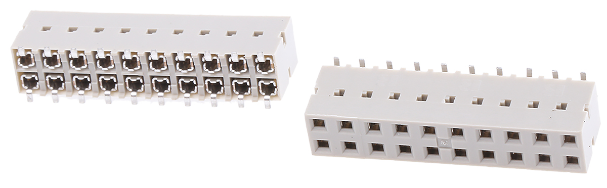 Amphenol Communications Solutions Straight Surface Mount PCB Socket, 20-Contact, 2-Row, 2.54mm Pitch, Solder Termination