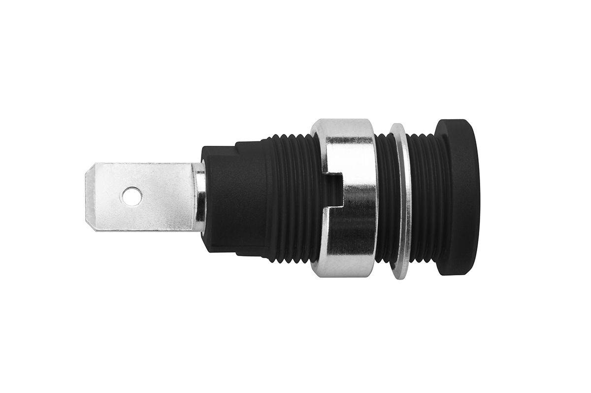 Schutzinger Black Female Banana Socket, 4 mm Connector, 10A, 1000V, Nickel Plating