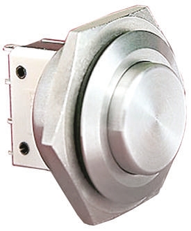 Bulgin Push Button Switch, Momentary, Panel Mount, 25.8mm Cutout, SPST, 250V ac, IP66