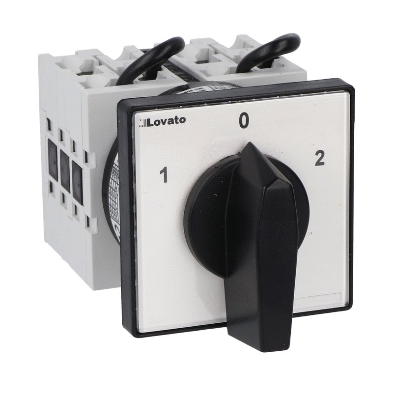 Lovato, 3PDT 3 Position 60° Changeover Cam Switch, 690V (Volts), 32A, Short Black Handle Actuator