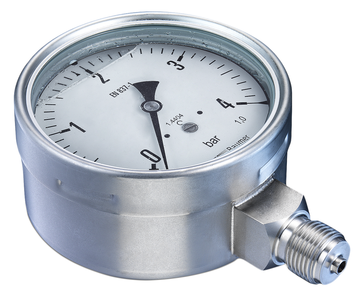 Bourdon Analogue Pressure Gauge 4bar Bottom Entry 100mm Outside Diameter, With RS Calibration