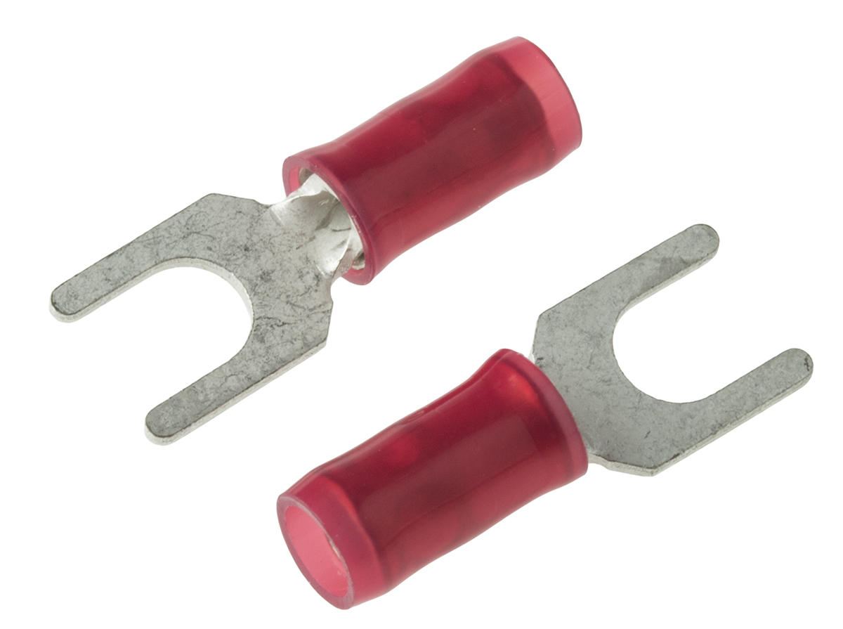 TE Connectivity, PIDG Insulated Crimp Spade Connector, 0.26mm² to 1.65mm², 22AWG to 16AWG, M4 Stud Size Nylon, Red