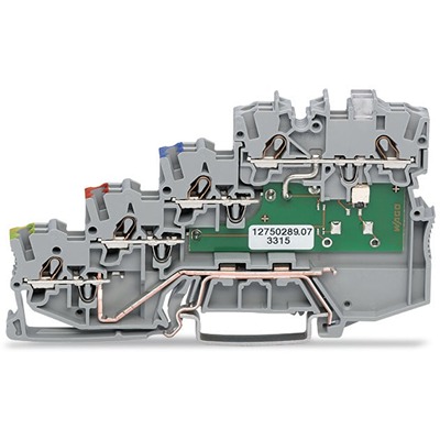 WAGO 2000-5417/1101-951 TOPJOB S Series Grey, 1mm², 4-Level, Push-In Cage Clamp Termination