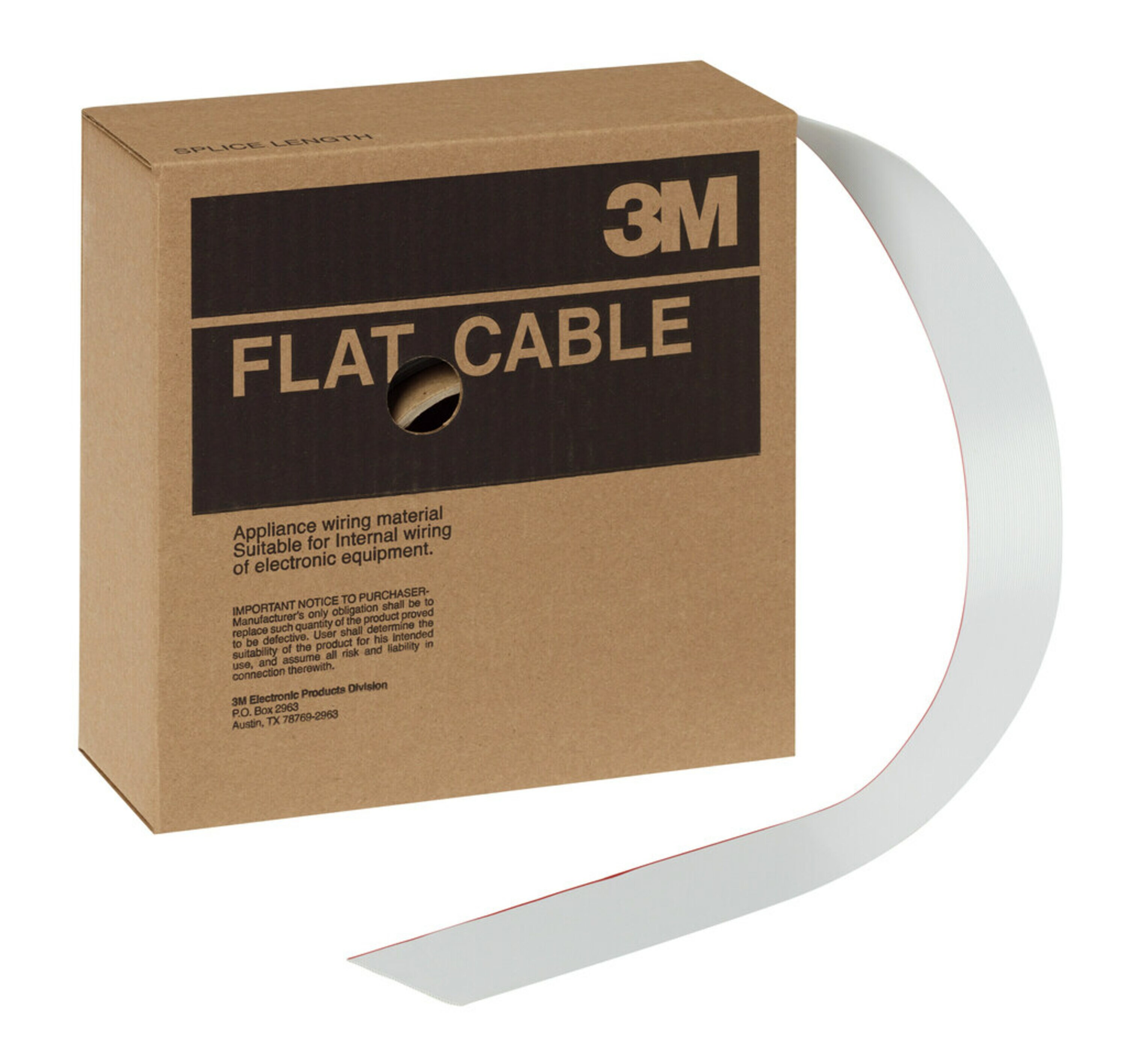 3M 3801 Series Flat Ribbon Cable, 40-Way, 1.27mm Pitch, 30.48m Length, IDC to IDC
