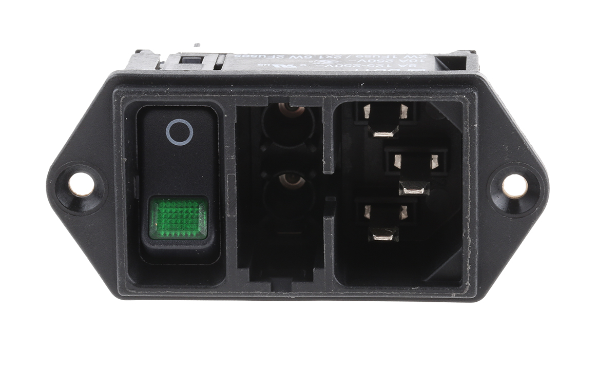 Schurter 10A, 250 V Male Panel Mount IEC Connector DD11.0124.1110, Quick Connect