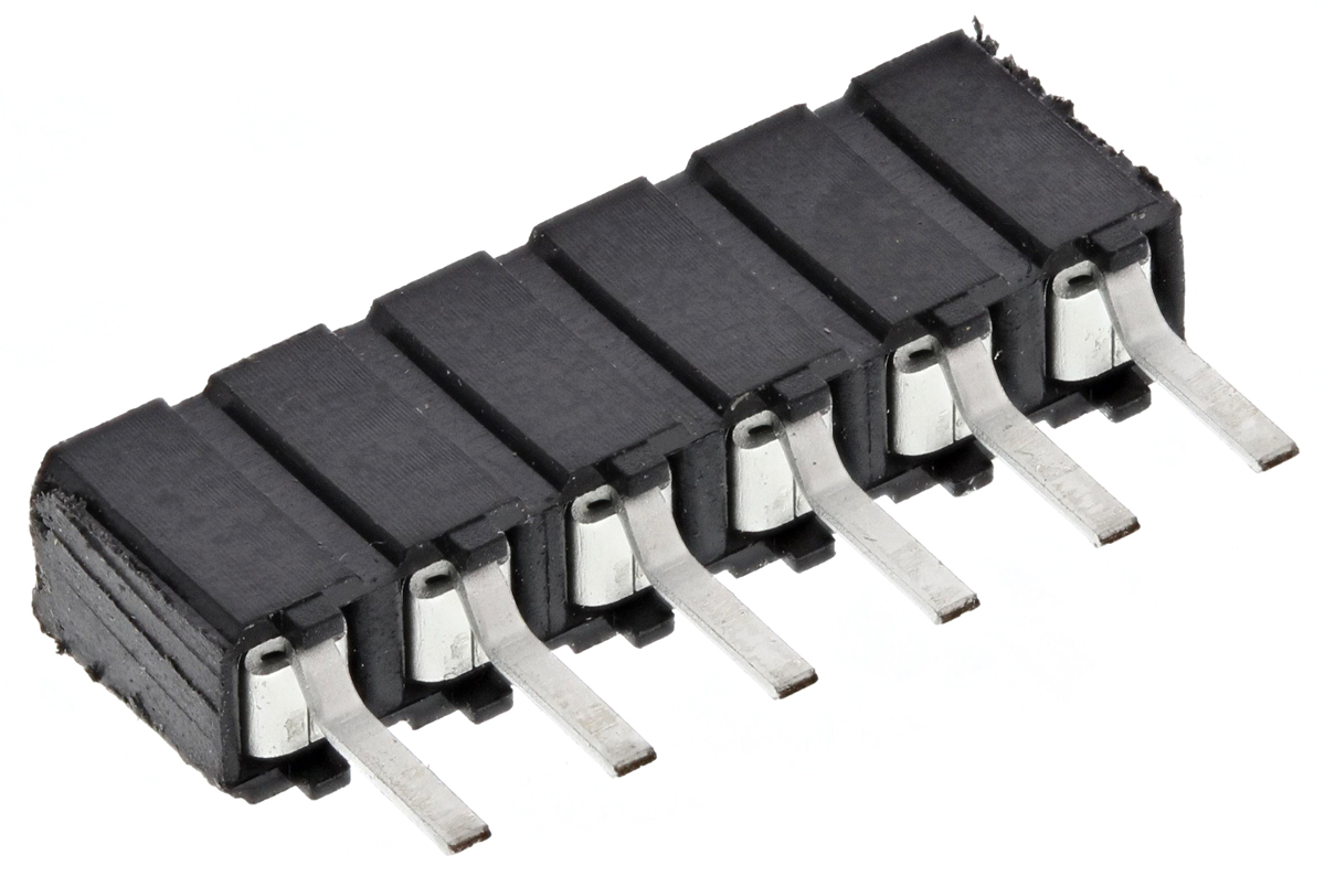 Samtec CES Series Straight Through Hole Mount PCB Socket, 6-Contact, 1-Row, 2.54mm Pitch, Through Hole Termination
