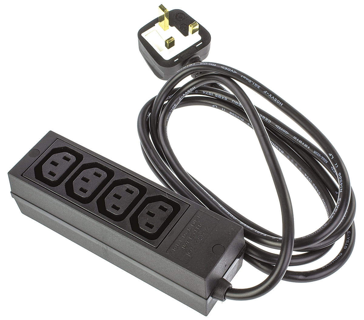 Schurter IEC C13 4 Gang Power Distribution Unit, 2m Cable, 10A, 250 V ac