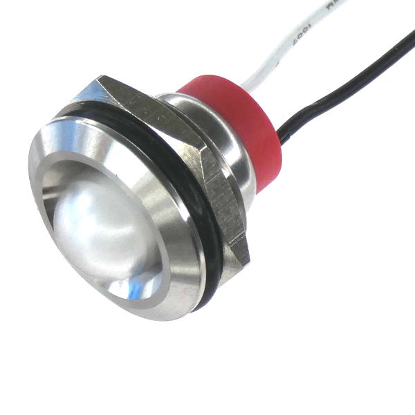 CML Innovative Technologies PL19SL Series White Panel LED, 24V, 19mm Mounting Hole Size, Lead Wires Termination, IP67