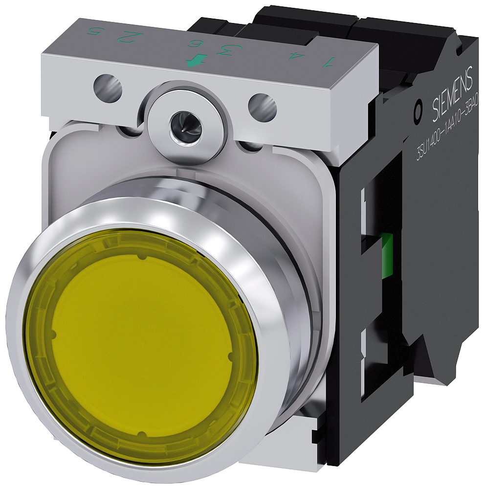 Siemens SIRIUS ACT 3SU11 Series Illuminated Push Button Complete Unit, 22mm Cutout, SPST, IP66, IP67, IP69(IP69K)