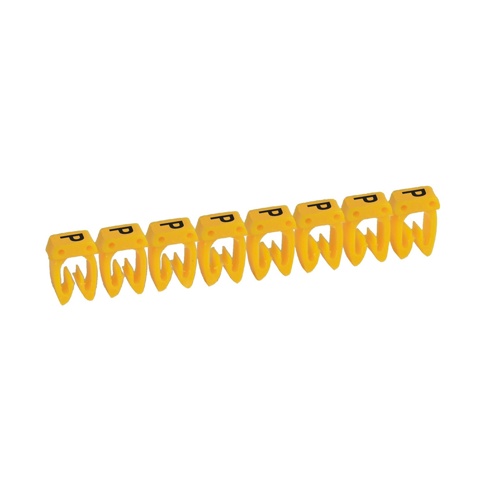Legrand 0383 Push Mount Cable Marker, Yellow, Pre-printed "P", 2.7-3.9mm Cable, for Cable Marker, 038345