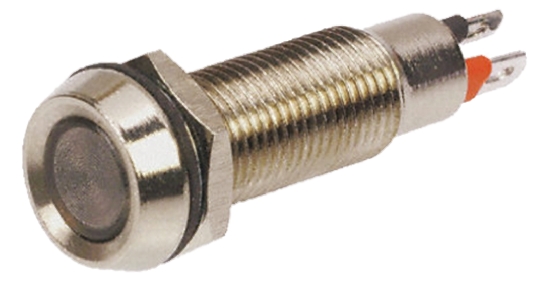 Marl White Panel Mount Indicator, 24V dc, 8.1mm Mounting Hole Size, Solder Tab Termination, IP67