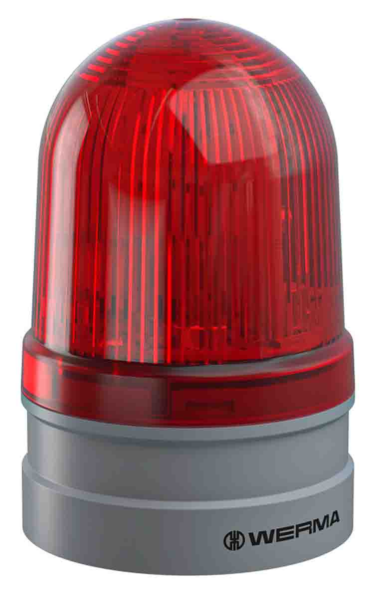 Werma EvoSIGNAL Midi Series Red EVS, Flashing Beacon, 12 V, 24 V, Base Mount, LED Bulb, IP66
