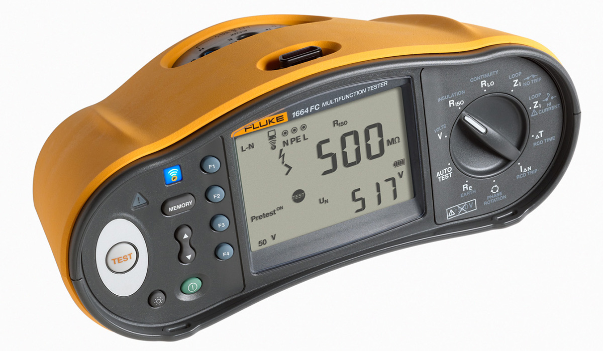 Fluke 1664FC Multifunction Tester, 50 V, 100 V, 250 V, 500 V, 1000 V , Earth Resistance Measurement With BLE, USB