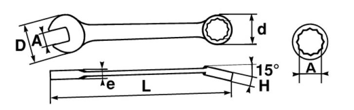 SAM Combination Spanner, 24mm, 15/16in, Metric, Height Safe, Double Ended, 264 mm Overall