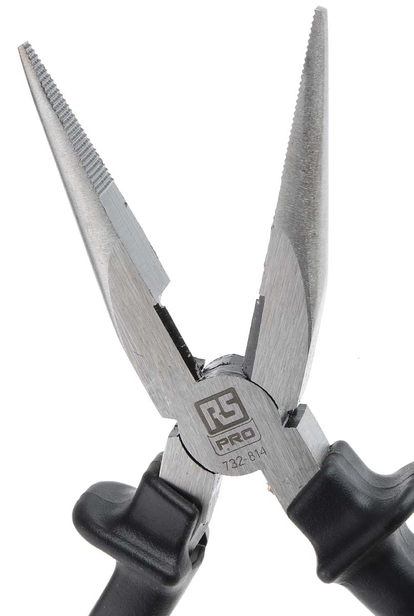 RS PRO Long Nose Pliers, 200 mm Overall, Straight Tip, 53mm Jaw