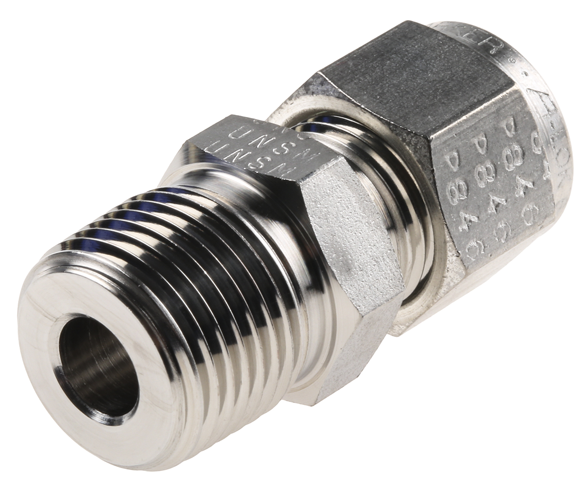 Parker Stainless Steel Pipe Fitting, Straight Coupler NPT 3/8in