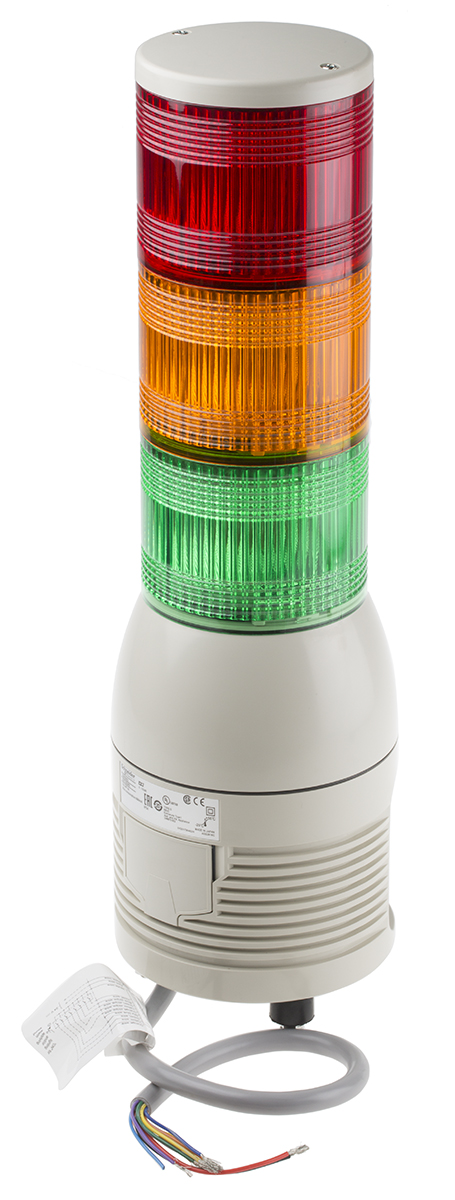 Schneider Electric Harmony XVC1 Series Red/Green/Amber Siren Signal Tower, 3 Lights, 24 V dc, Surface Mount