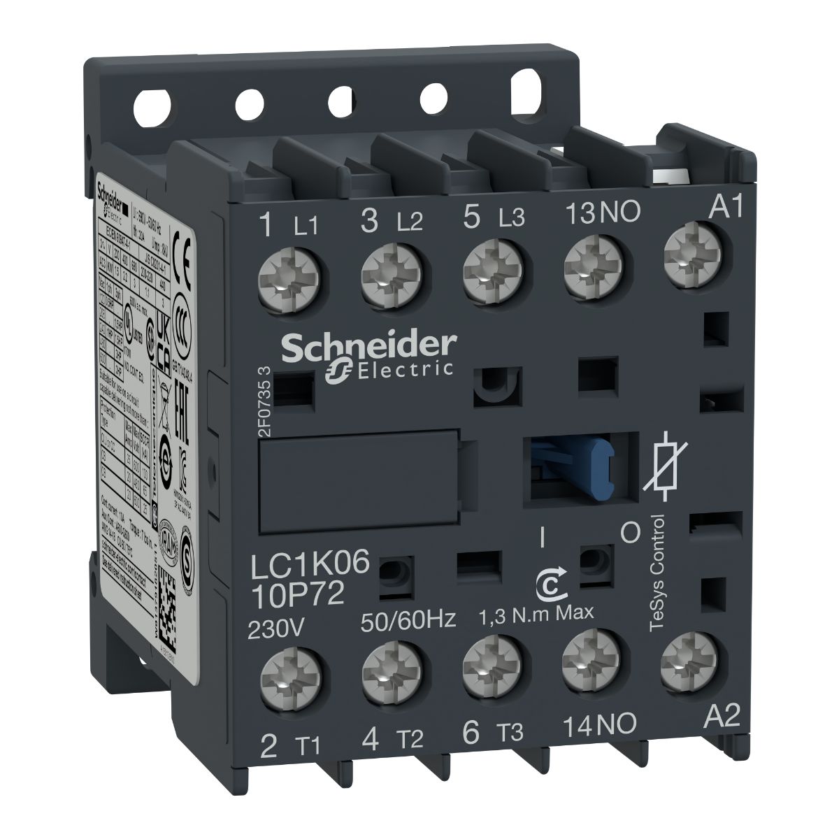 Schneider Electric TeSys K LC1K Contactor, 110 V ac Coil, 3-Pole, 6 A, 3 kW, 3NO, 690 V ac