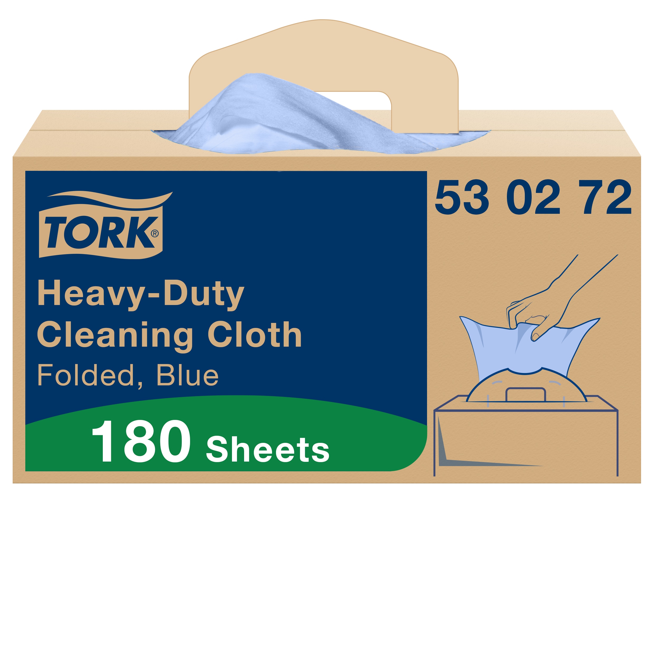 Tork Blue Non Woven Fabric Cloths for Heavy Duty Cleaning, Dry Use, Box of 180, 41.5 x 35.5, Repeat Use