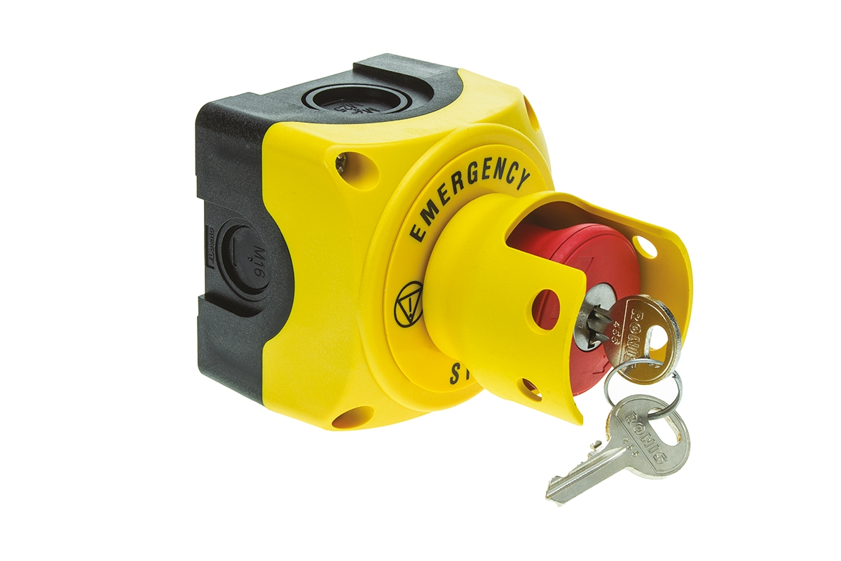 Lovato S1P Series Key Release Emergency Stop Push Button, Surface Mount, 1NC, IP66, IP67, IP69K