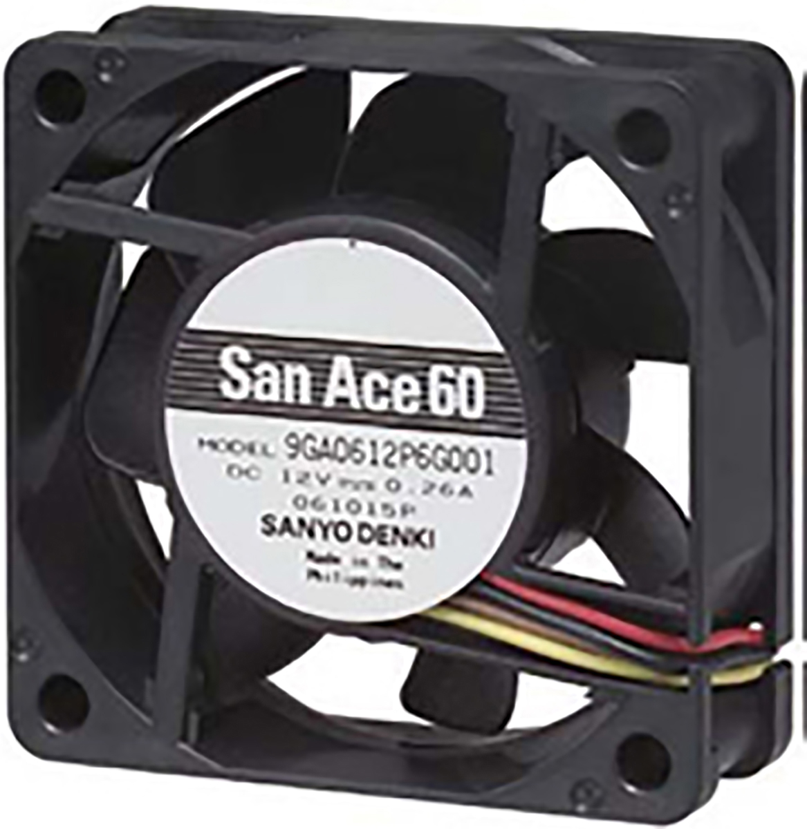 Sanyo Denki 9GA Series Axial Fan, 12 V dc, DC Operation, 52.8m³/h, 3.12W, 260mA Max, 60 x 60 x 20mm