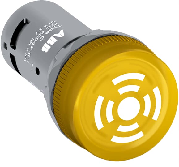 ABB, Compact, Panel Mount Yellow LED Buzzer, 22mm Cutout, IP66, IP67, IP69K, Round, 230V ac/dc
