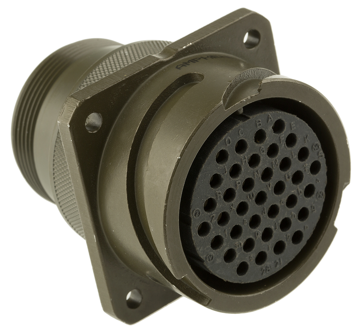 Amphenol Limited, 97B, Brass 37 Way Wall Mount MIL Spec Circular Connector Receptacle, Socket Contacts,Shell Size 28,