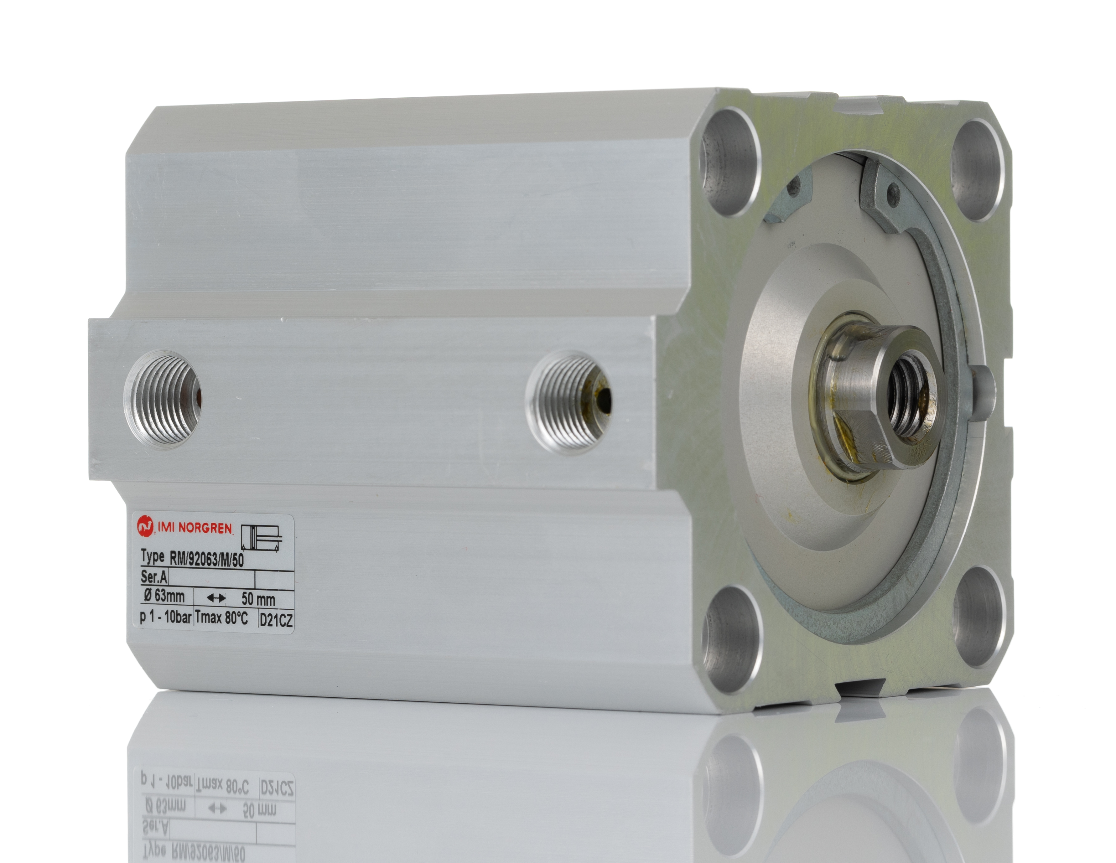 Norgren Pneumatic Compact Cylinder - 63 mm Bore, 50 mm RM/92000/M Series, Double Acting Acting