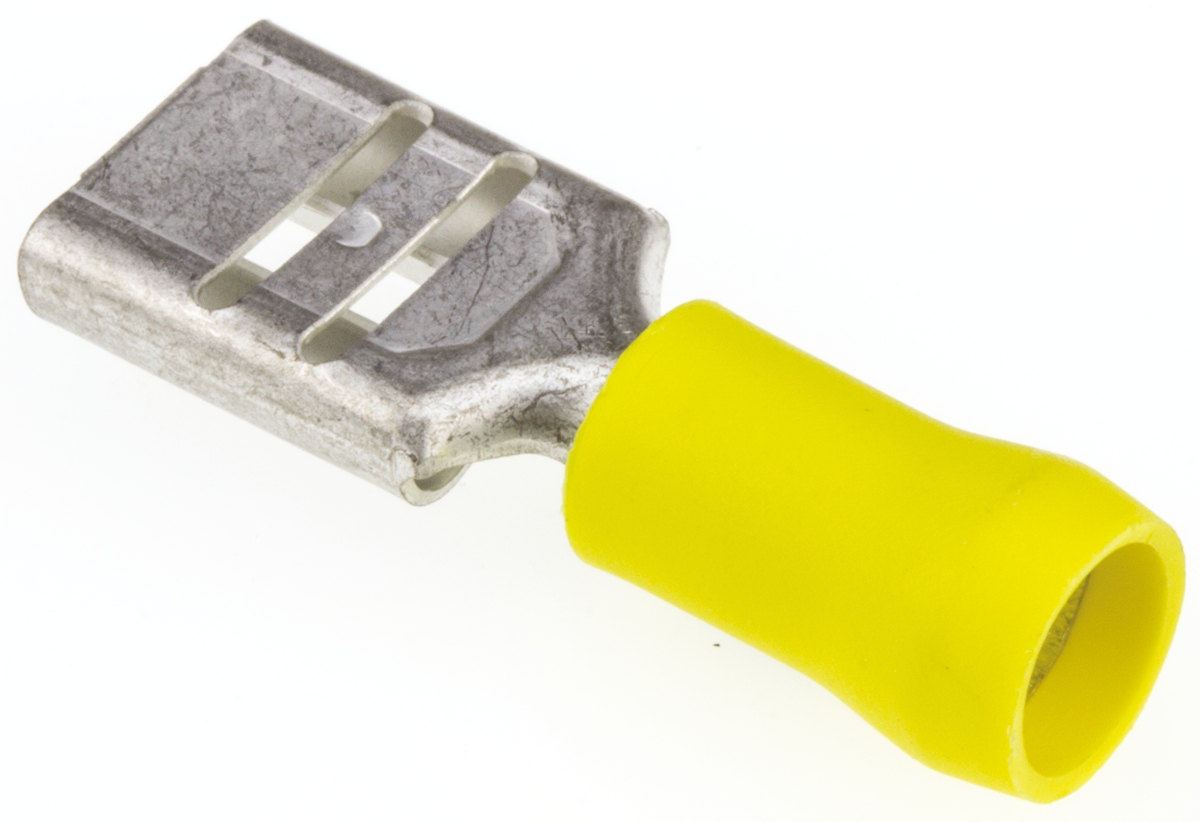 JST FVD Yellow Insulated Female Spade Connector, Receptacle, 11 x 1.1mm Tab Size, 2.6mm² to 6.6mm²