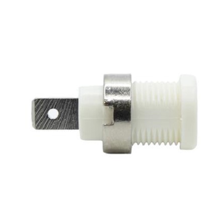 Mueller Electric White Plug Banana Connectors, 4 mm Connector, Solder Lug Termination, 35A, 1kV, Nickel Plating