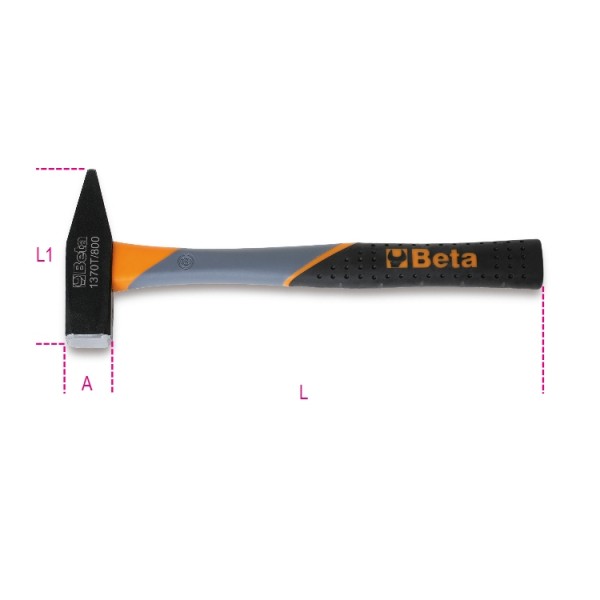 BETA Steel Mechanic's Hammer with Fibreglass Handle, 1.5kg