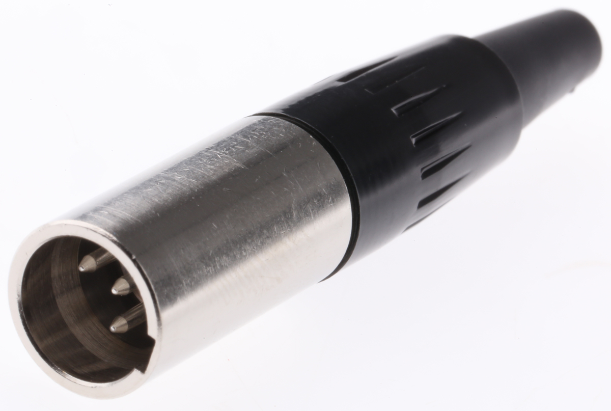 Switchcraft Cable Mount XLR Connector, Male, 125 V ac, 4 Way, Silver Plating