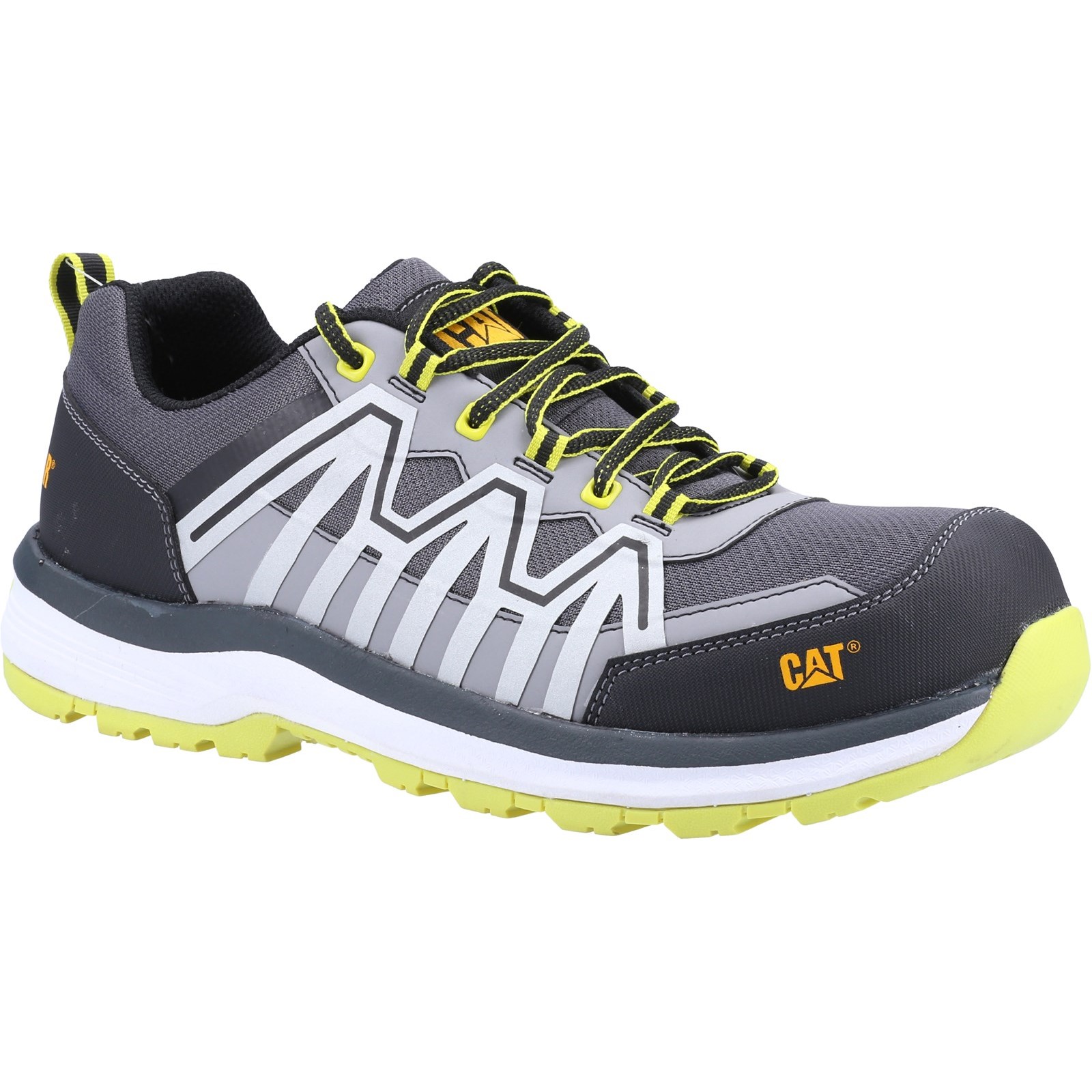 Caterpillar CHARGE Unisex Black/Lime Toe Capped Safety Trainers, UK 10, EU 44