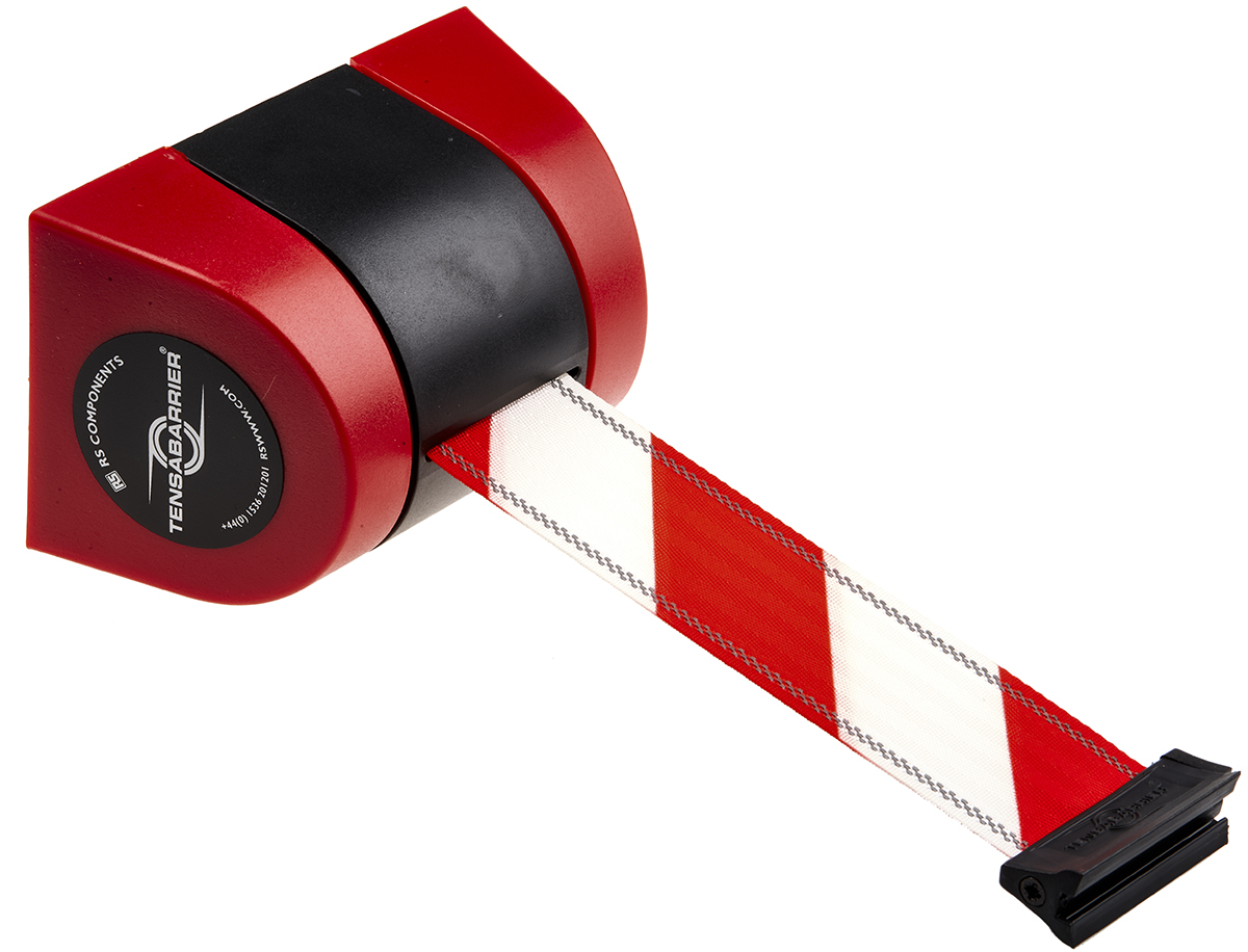 Tensator Red & White Plastic Retractable Barrier, 4.6m, Red, White Tape