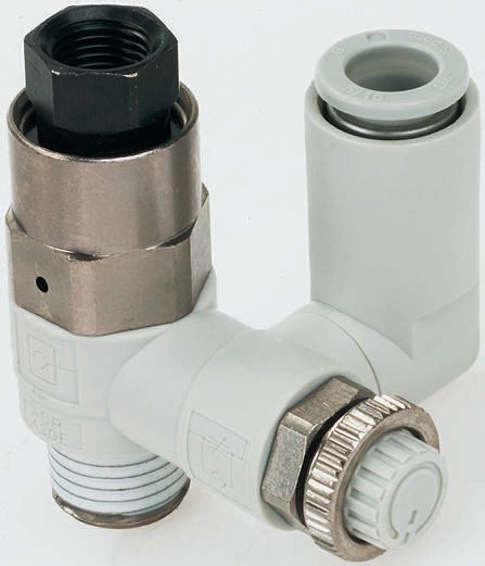 SMC ASP Series Threaded Speed Controller, R 3/8 Male Inlet Port x 8mm Tube Outlet Port