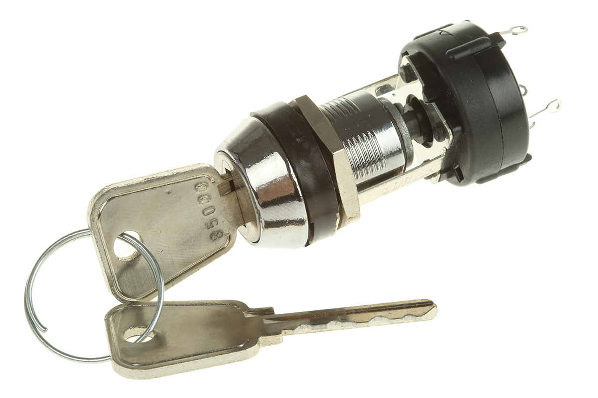 Lorlin IP67 High Security Key Switch, SPST, 150 mA @ 250 V ac 4-Way