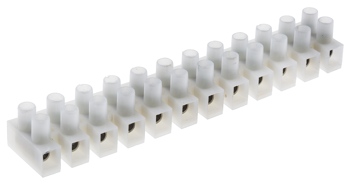 RS PRO Non-Fused Terminal Block, 12-Way, 24A, 14 AWG Wire, Screw Termination