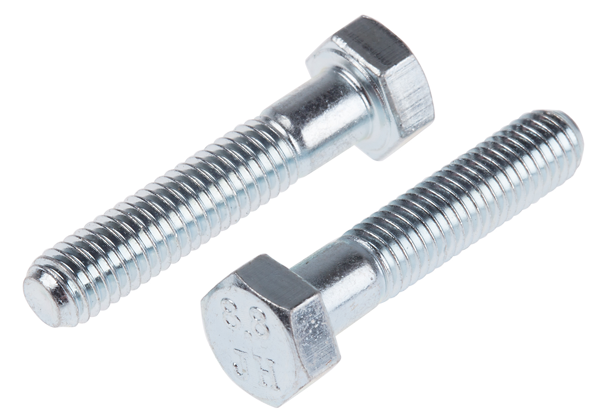 RS PRO Bright Zinc Plated Steel, Hex Bolt, M5 x 25mm