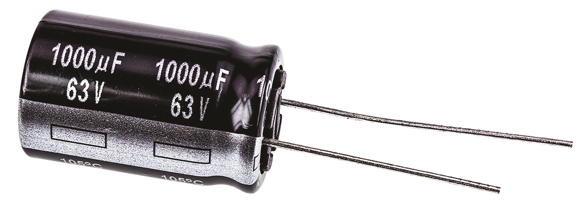 Panasonic 1000μF Aluminium Electrolytic Capacitor 63V dc, Radial, Through Hole - ECA1JHG102