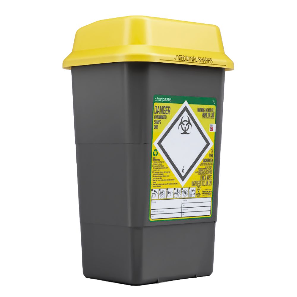 RS PRO AeroHazardTM 7L Yellow Snap-On Polypropylene Waste Bin