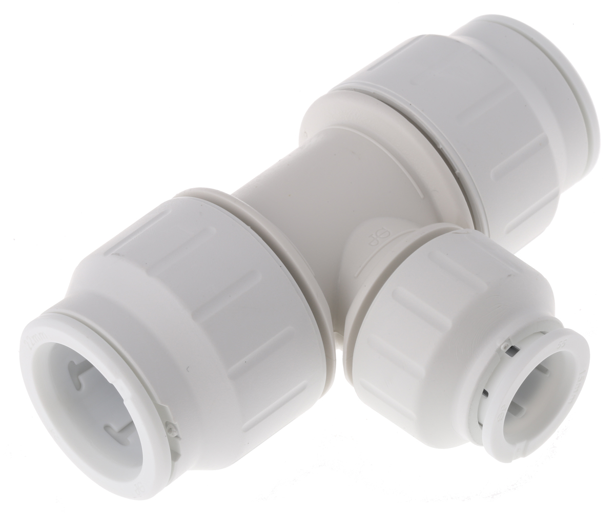 John Guest Plastic Pipe Fitting Push Fit Reducer Tee, 22mm