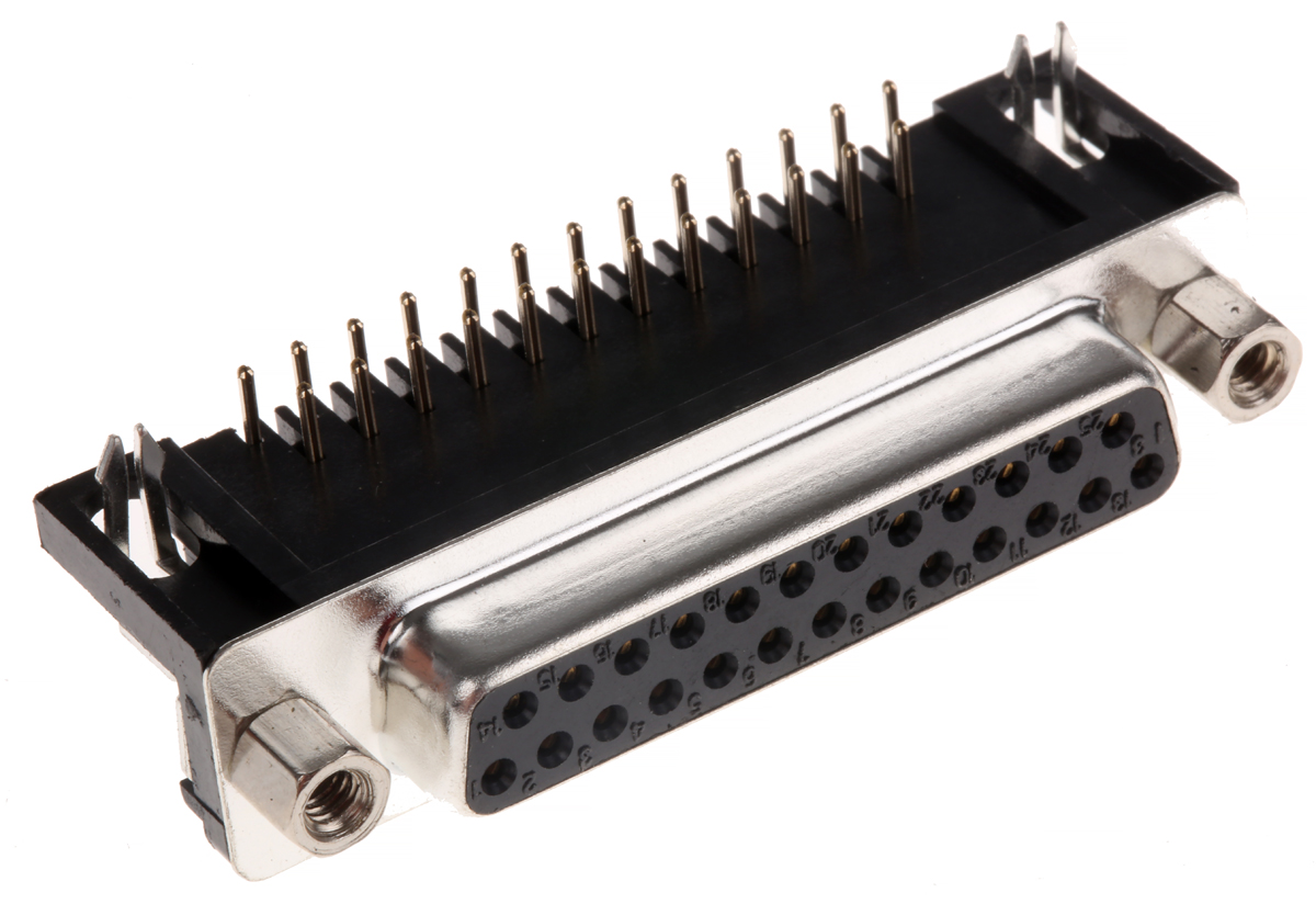 ASSMANN WSW A-DF 25 Way Right Angle Through Hole D-sub Connector Socket, 2.77mm Pitch, with 4-40 UNC Screwlocks