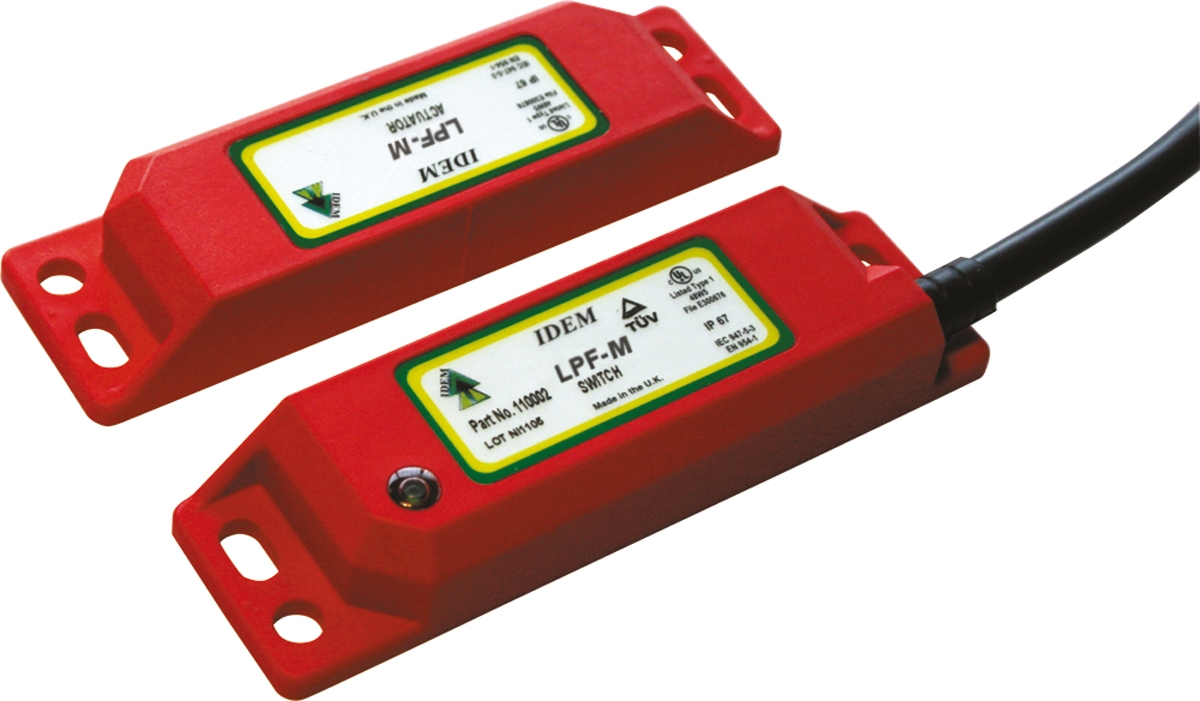 IDEM LPF-RFID-U Series Magnetic, RFID Non-Contact Safety Switch, 24V dc, Plastic Housing, 2NC, M12