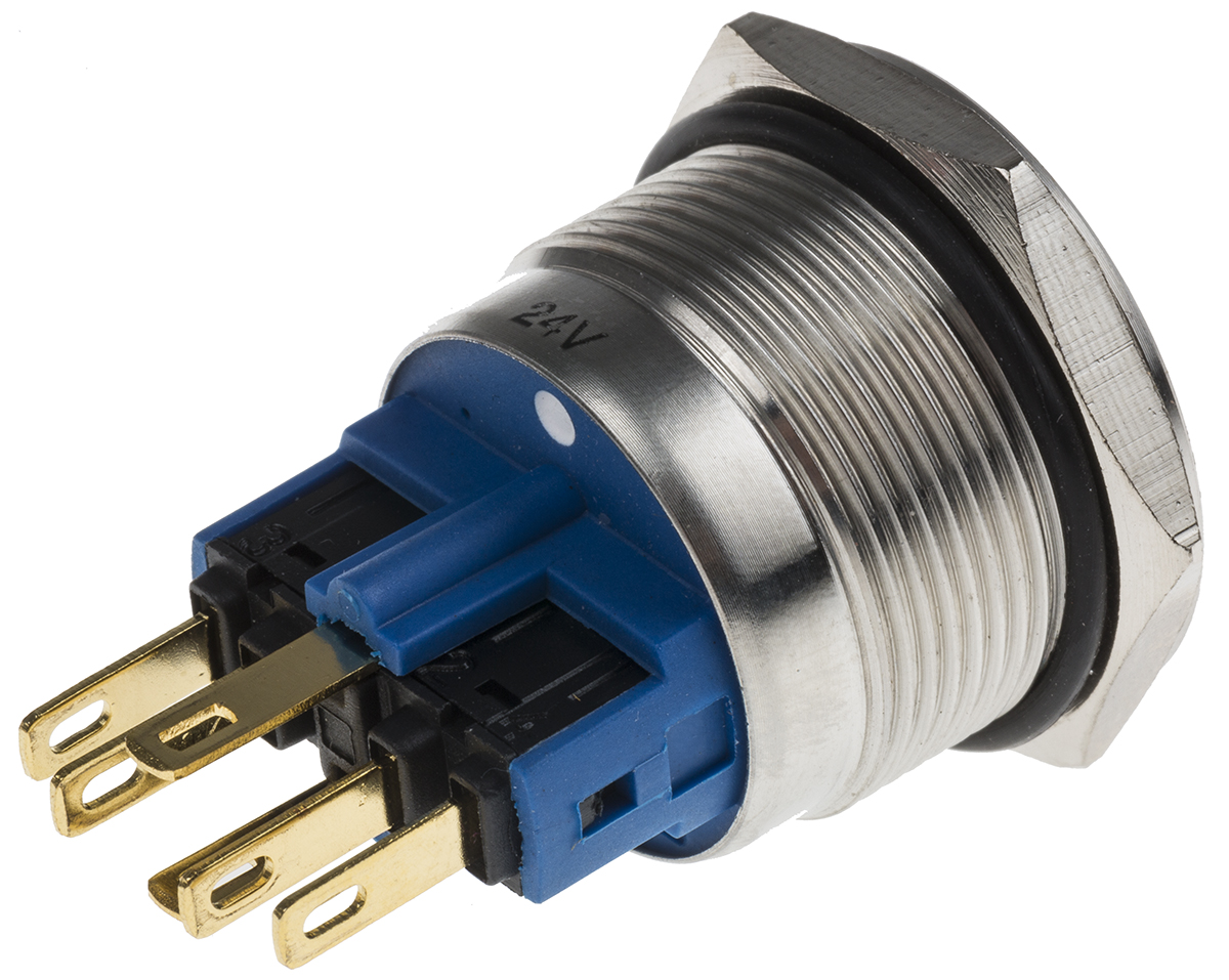 RS PRO Illuminated Push Button Switch, Momentary, Panel Mount, 22mm Cutout, SPDT, White LED, 250V ac, IP65, IP67