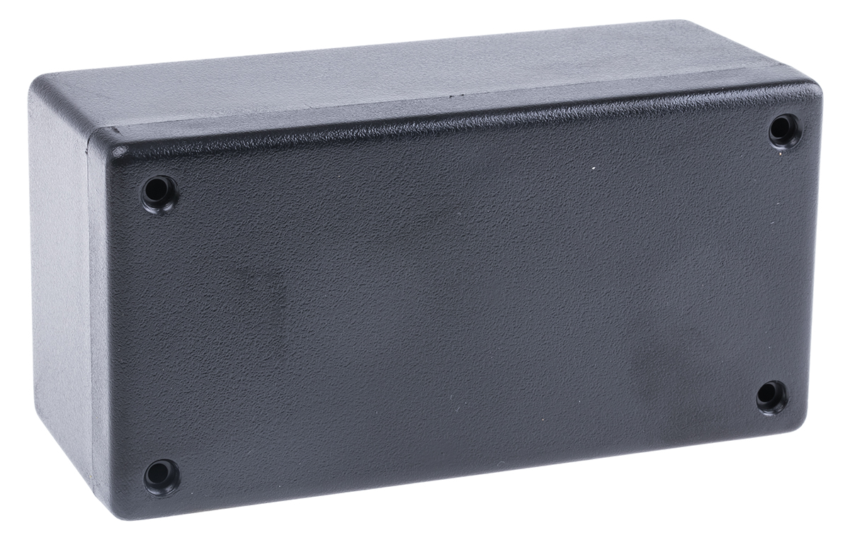 Hammond 1594 Series Black Flame Retardant ABS Enclosure, IP54, Black Lid, 131.5 x 66.3 x 55.1mm